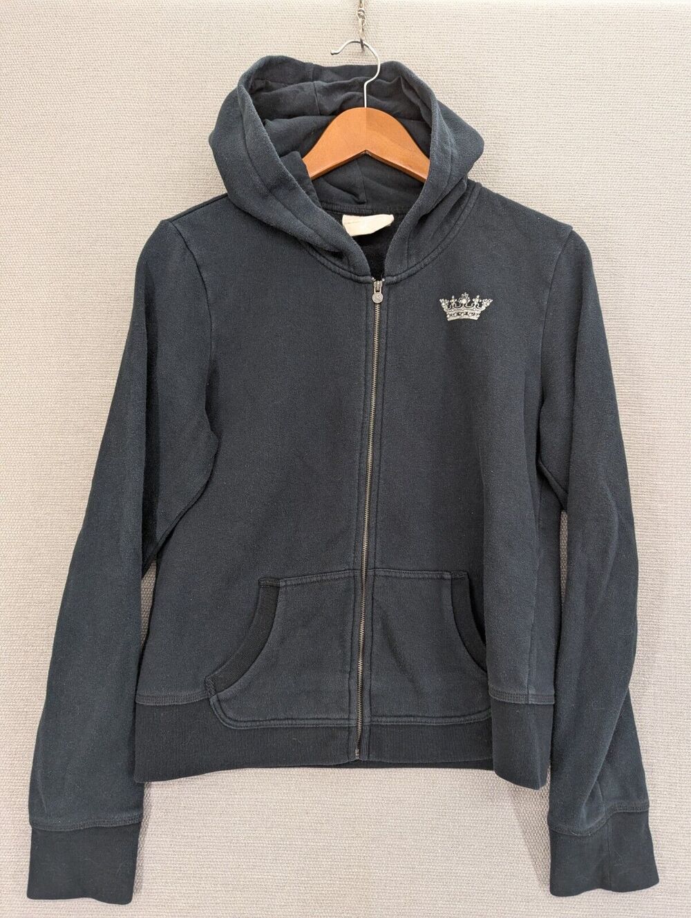 EXPRESS Hoodie Sweatshirt Size Large Juniors Black w/Embellished Crown -0325D113
